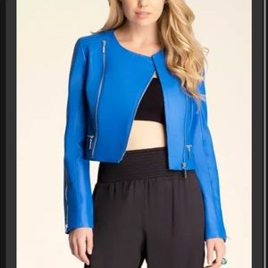 Blue Bebe zip up leather jacket